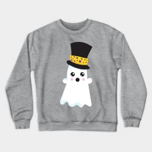 Halloween, Ghost, Hat, Boo, Trick Or Treat Crewneck Sweatshirt